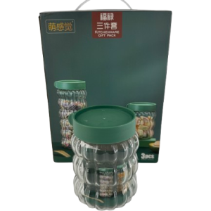 Glass canister set 3pc