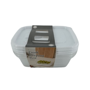 Plastic Lunchbox Rectangle 3pc
