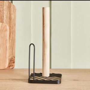 Wooden Paper Towel Holder/Metal Base